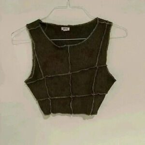 Garage Dark Green Inside Out Tank Top Size Small Like New